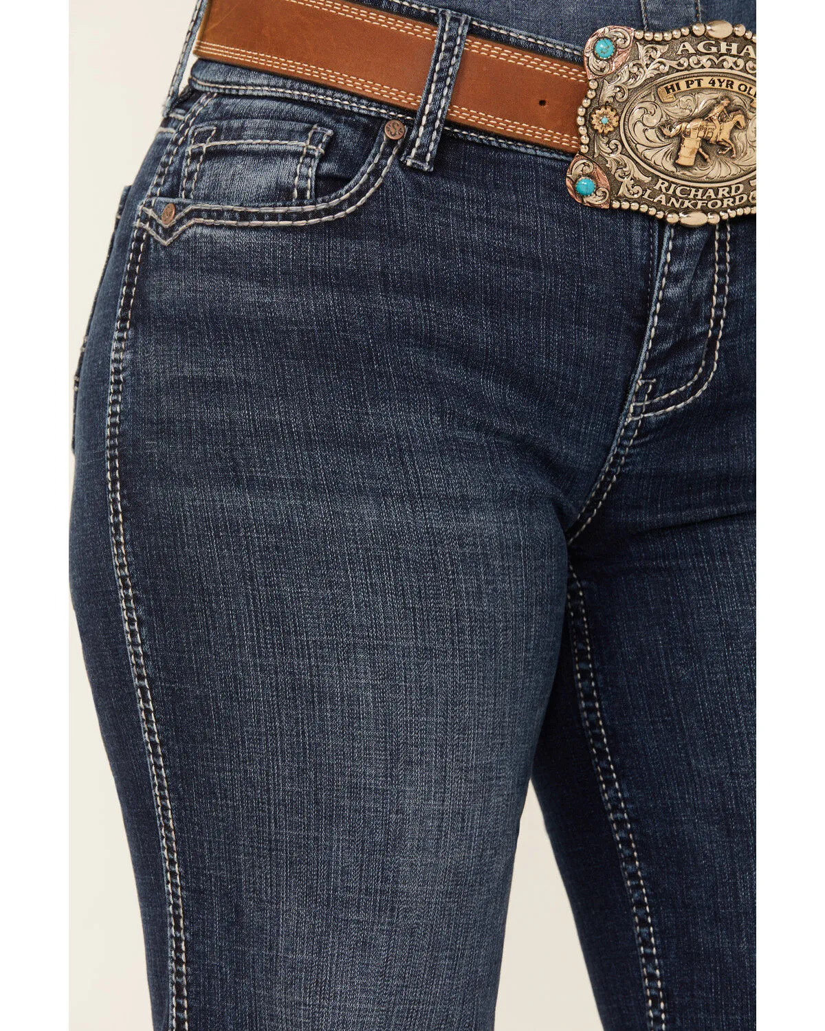 Product Name:  Shyanne Women's Great Falls Dakota Medium Wash Mid Rise Trouser Stretch Riding Jeans