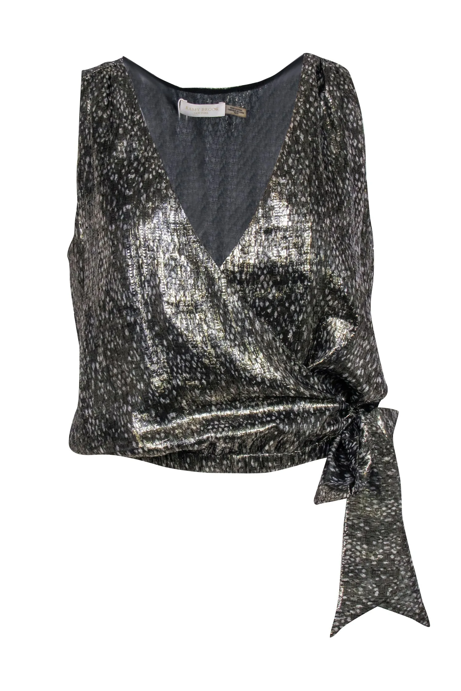 Ramy Brook - Metallic Printed Nora Side-Tie Sleeveless Top Sz XS