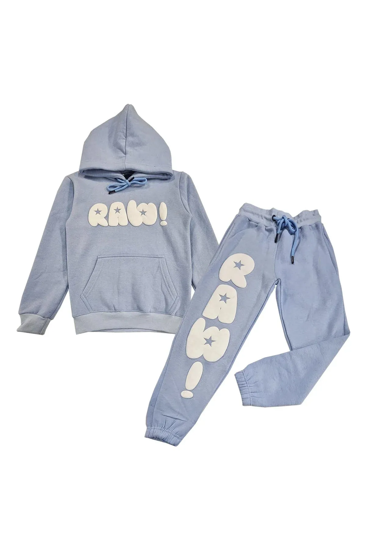 Rawyalty RAW Star Blue & White Puff Hoodie and Jogger Set Kids