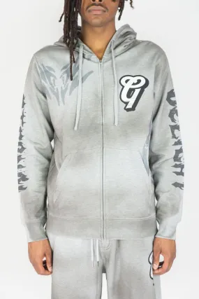 Rebel Minds Ghost Rebel Washed Grey Full Zip Hoodie