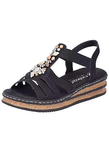 Rieker Embellished Front Strap Platform Sandals | Kaleidoscope