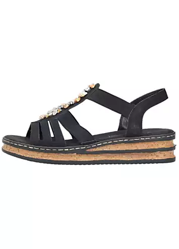 Rieker Embellished Front Strap Platform Sandals | Kaleidoscope