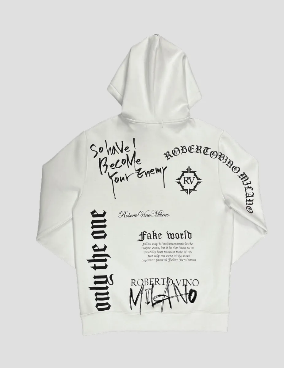 Roberto Vino Milano Fake World Hoodie White