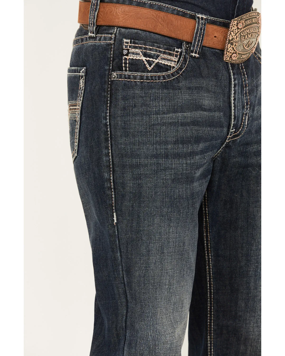 Rock & Roll Denim Men's Double Barrel Dark Vintage Wash Relaxed Straight Rigid Denim Jeans