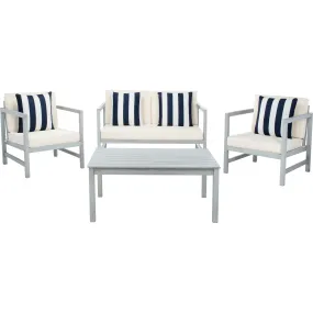 Safavieh Montez 4-Piece Outdoor Set with Accent Pillows, Grey