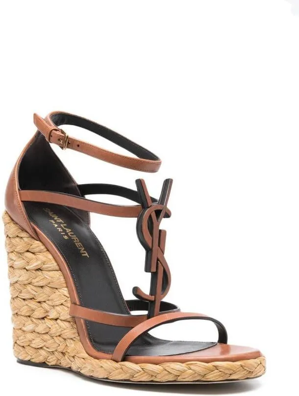 Saint Laurent Cassandra 105 wedge sandals Brown