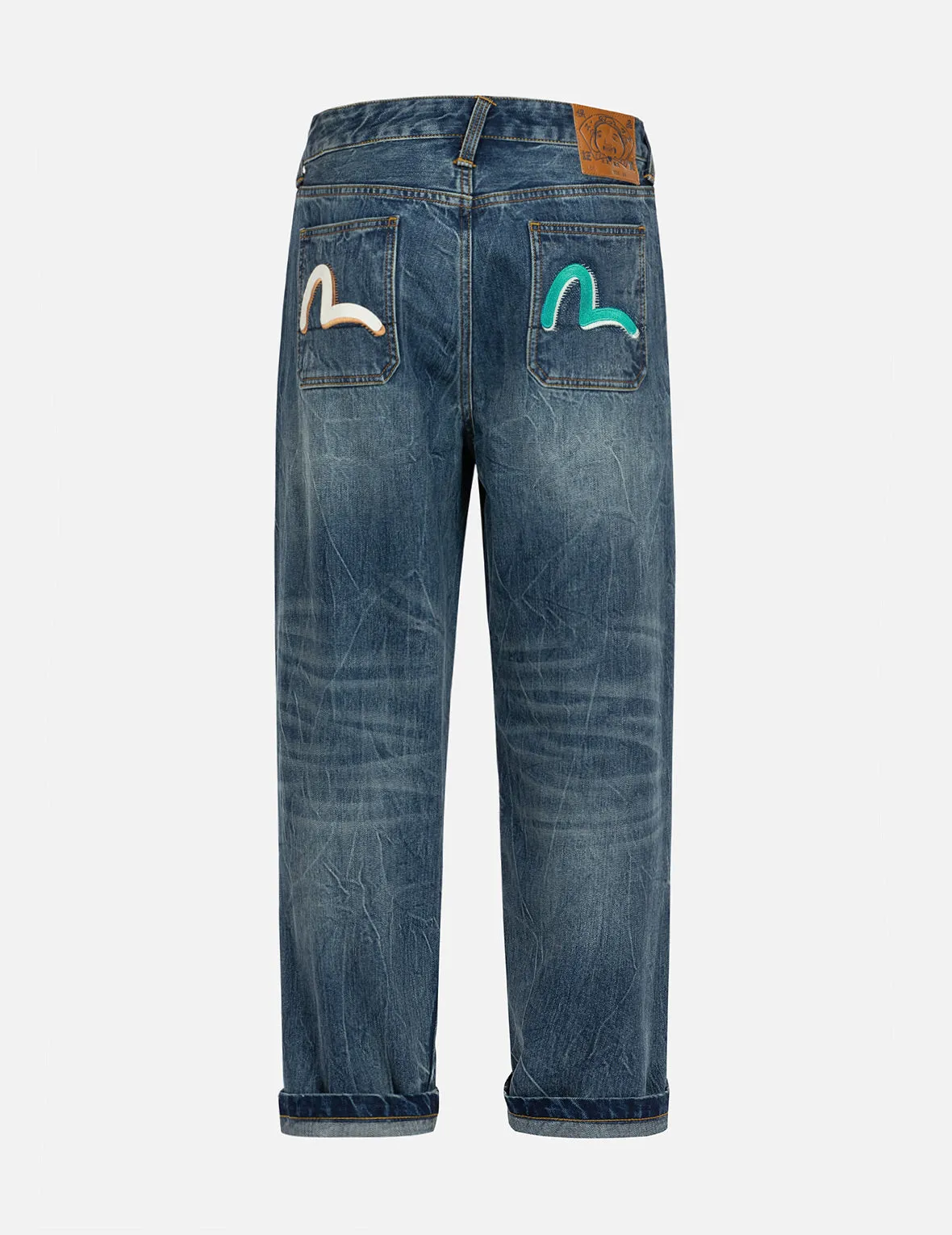 Seagull Print and Embroidery Relax Fit Jeans