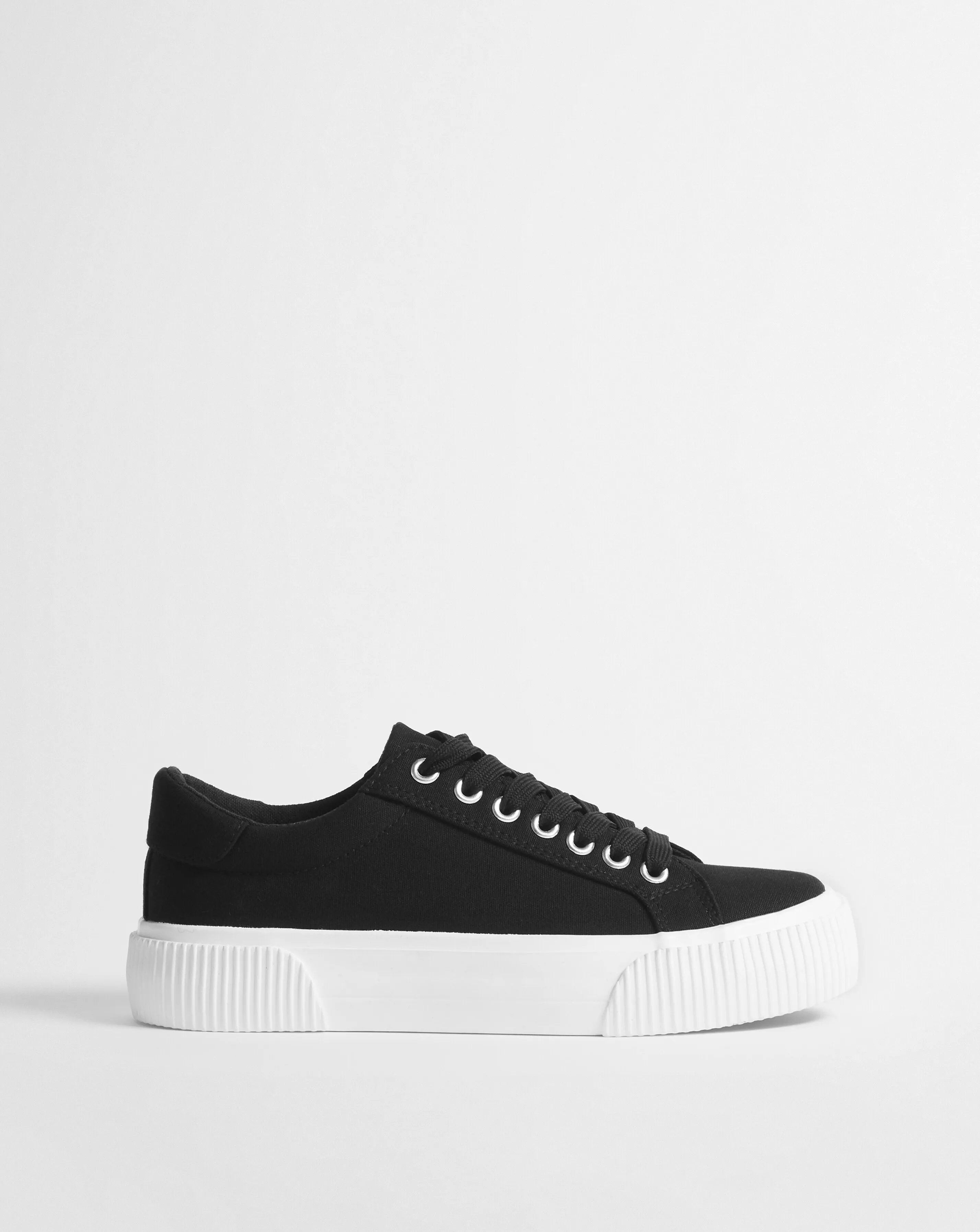 Sicilly Canvas Trainers Chunky Ribbed Sole Wide Fit | Simply Be