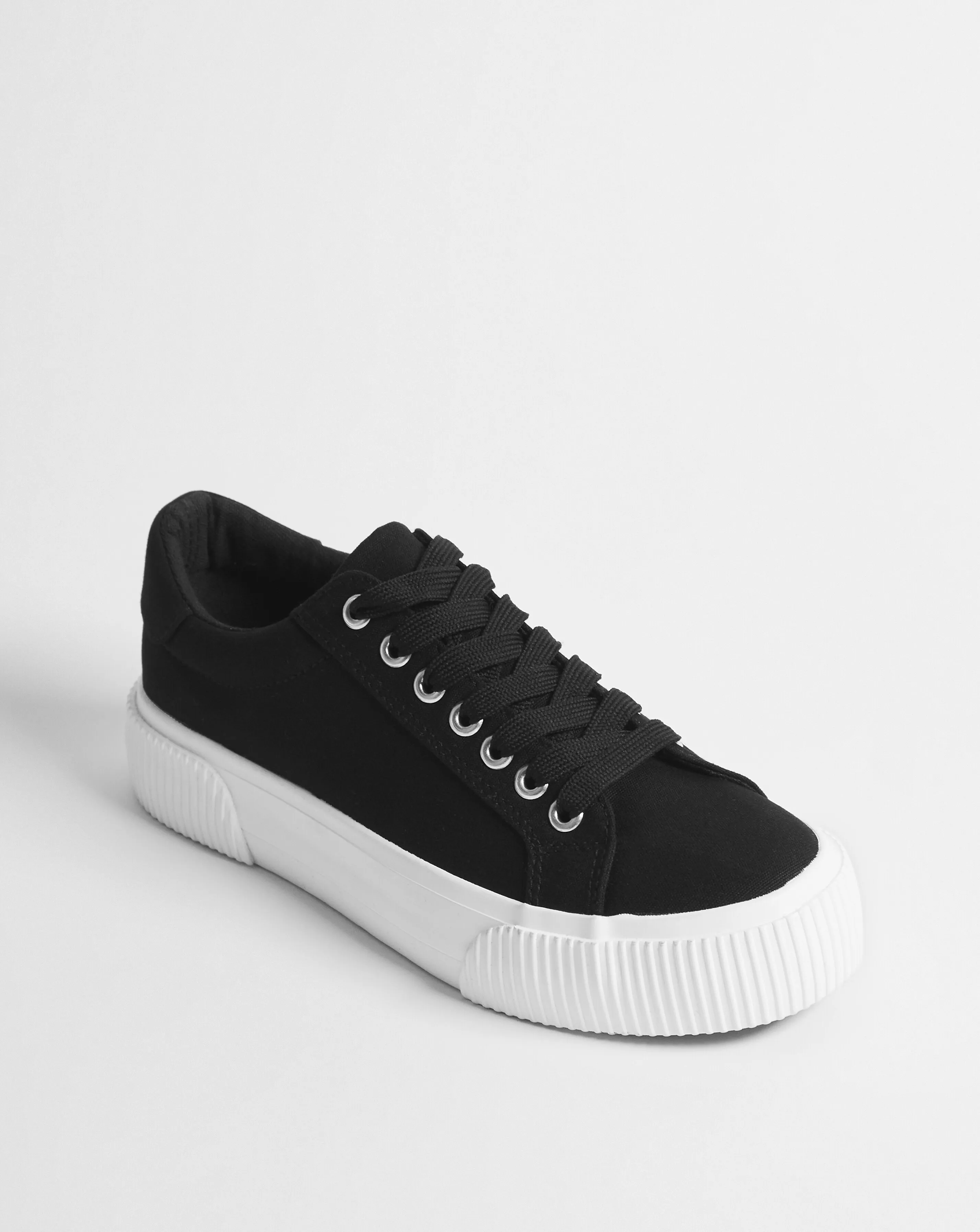 Sicilly Canvas Trainers Chunky Ribbed Sole Wide Fit | Simply Be