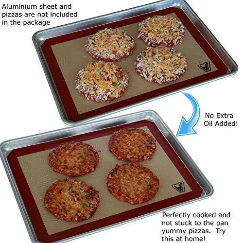 Silicone Baking Mat - Set of 3 Half Sheet (Thick & Large 11 5/8 x 16 1/2) - Non Stick Silicon Liner for Bake Pans & Rolling - Ma