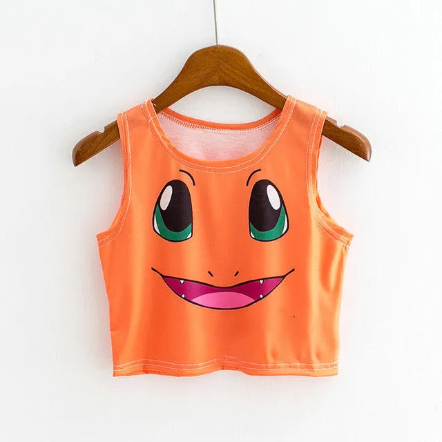 Six Color Cartoon Animal Print  New Fashion Sleeveless Kawaii Women T-shirts Plus Size Female T shirts Cute Crop Top 72607 GS