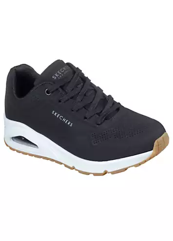 Skechers Wide Fit Black Uno Durabuck Lace Up Fashion Trainers