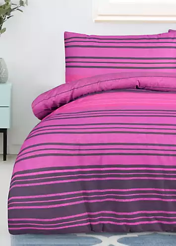 Sleepdown Textured Stripe Duvet Cover Set - Purple | Kaleidoscope