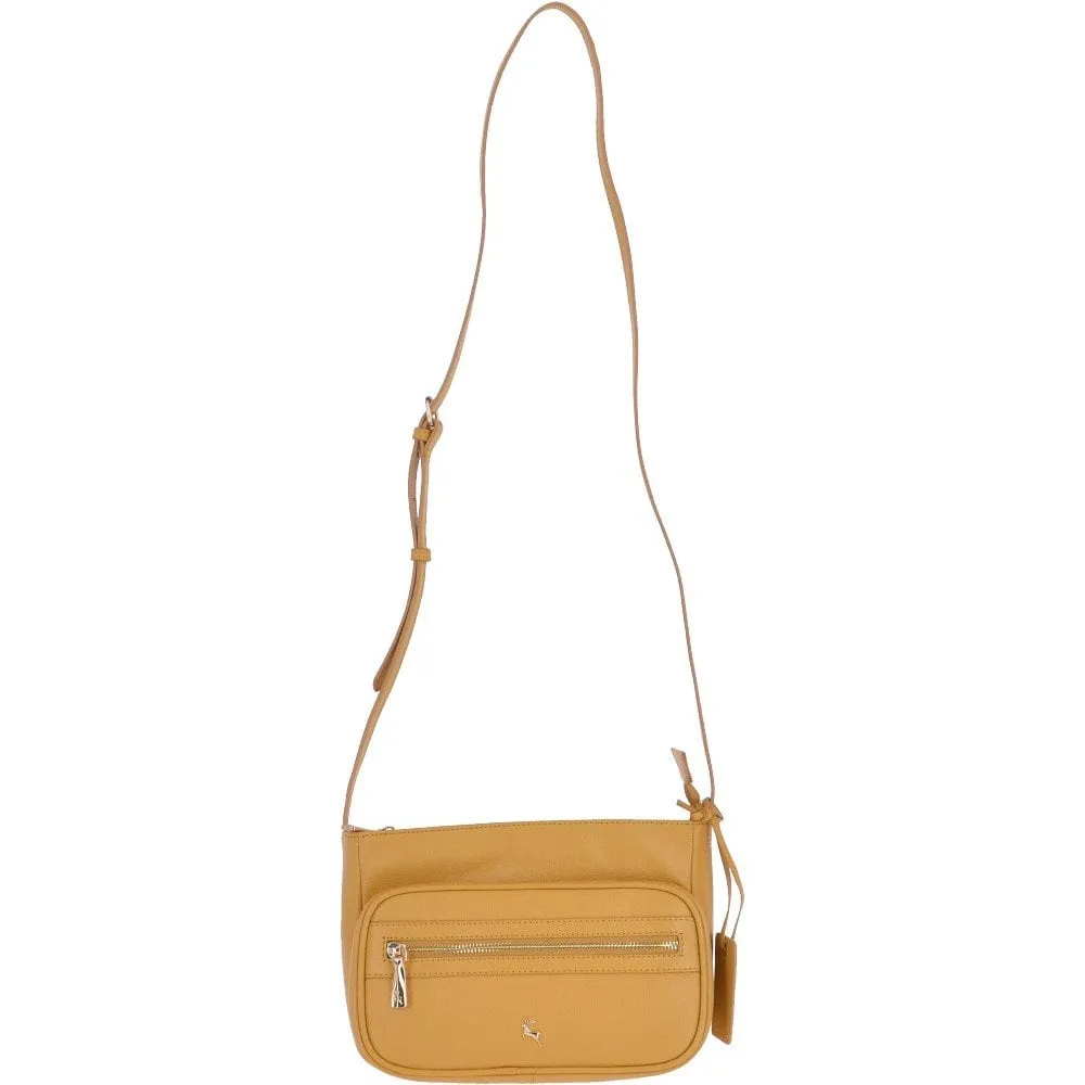 Small Compact Leather Crossbody Bag Yellow - 62662