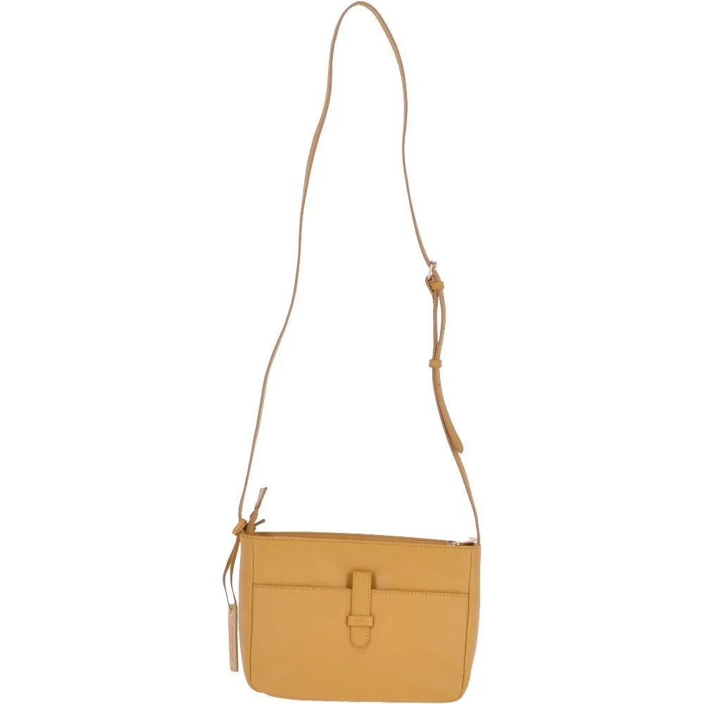 Small Compact Leather Crossbody Bag Yellow - 62662