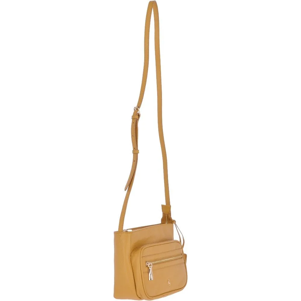 Small Compact Leather Crossbody Bag Yellow - 62662