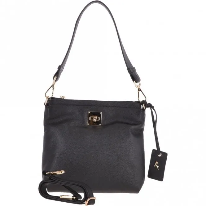 Small Two In One Leather Crossbody Bag & Shoulder Bag Black: 62539