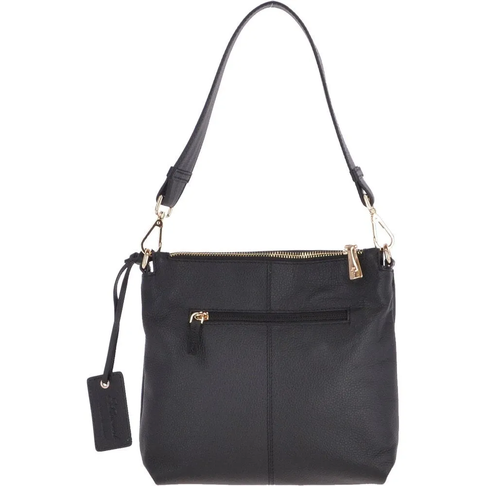 Small Two In One Leather Crossbody Bag & Shoulder Bag Black: 62539