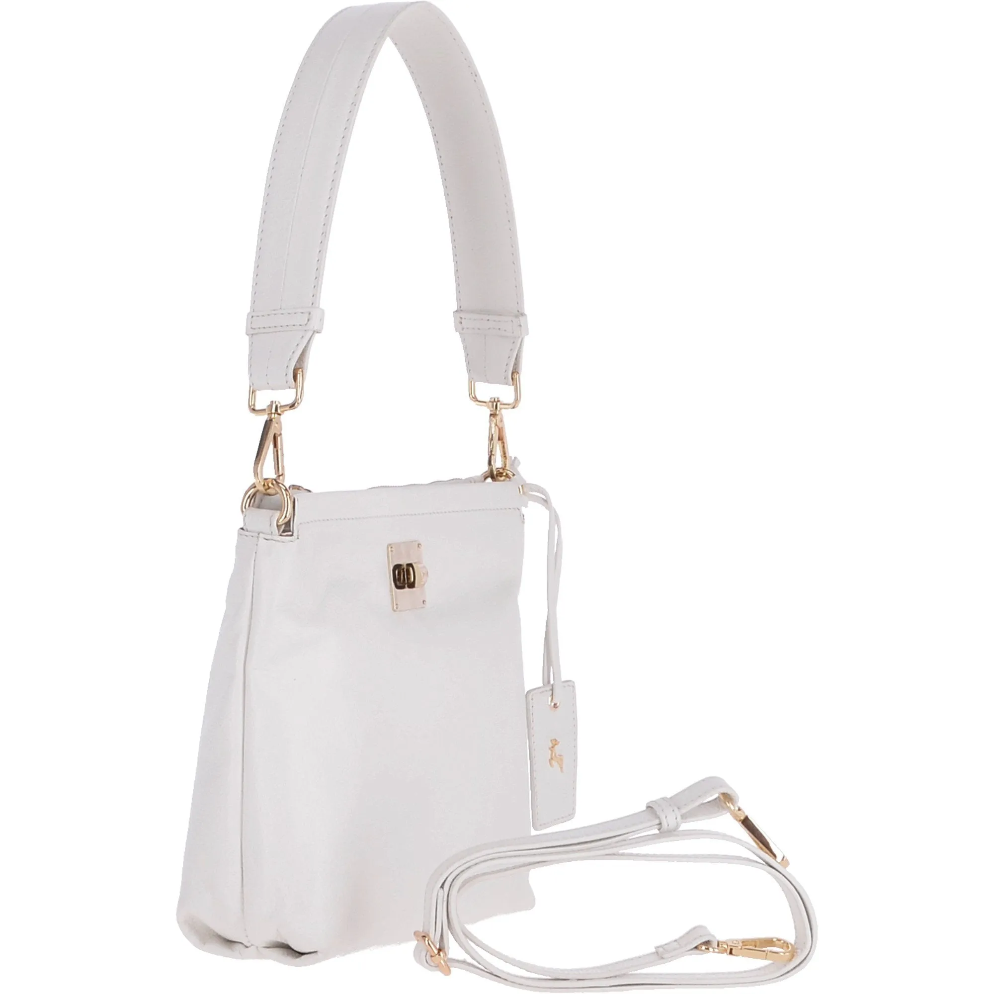 Small Two In One Leather Crossbody Bag & Shoulder Bag White: 62539