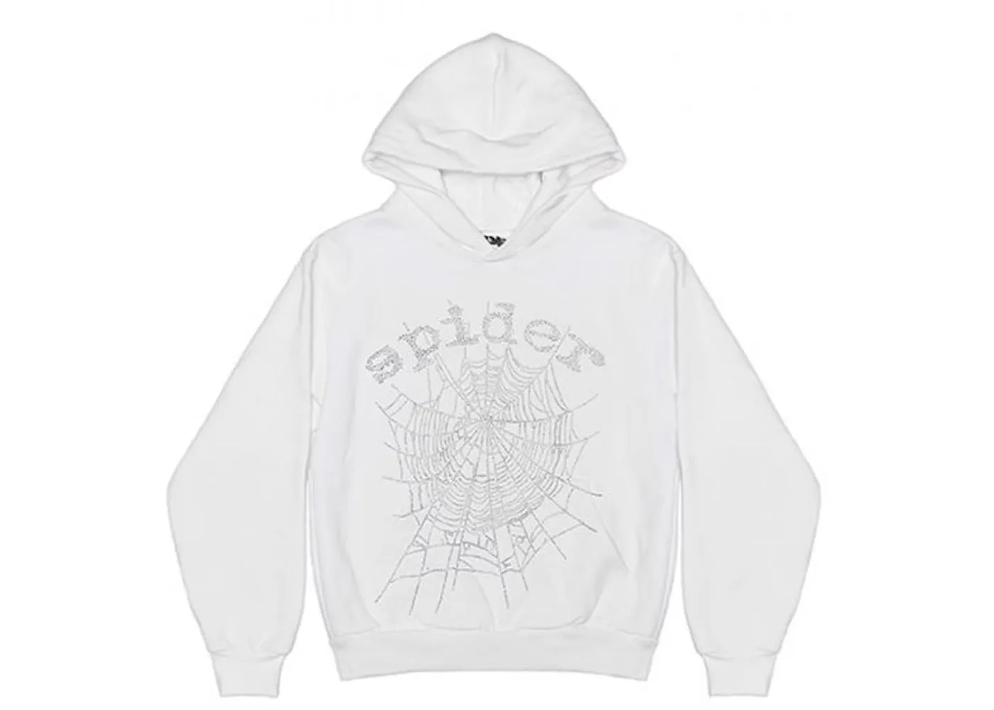 Spider OG Rhinestone Logo White Hoodie