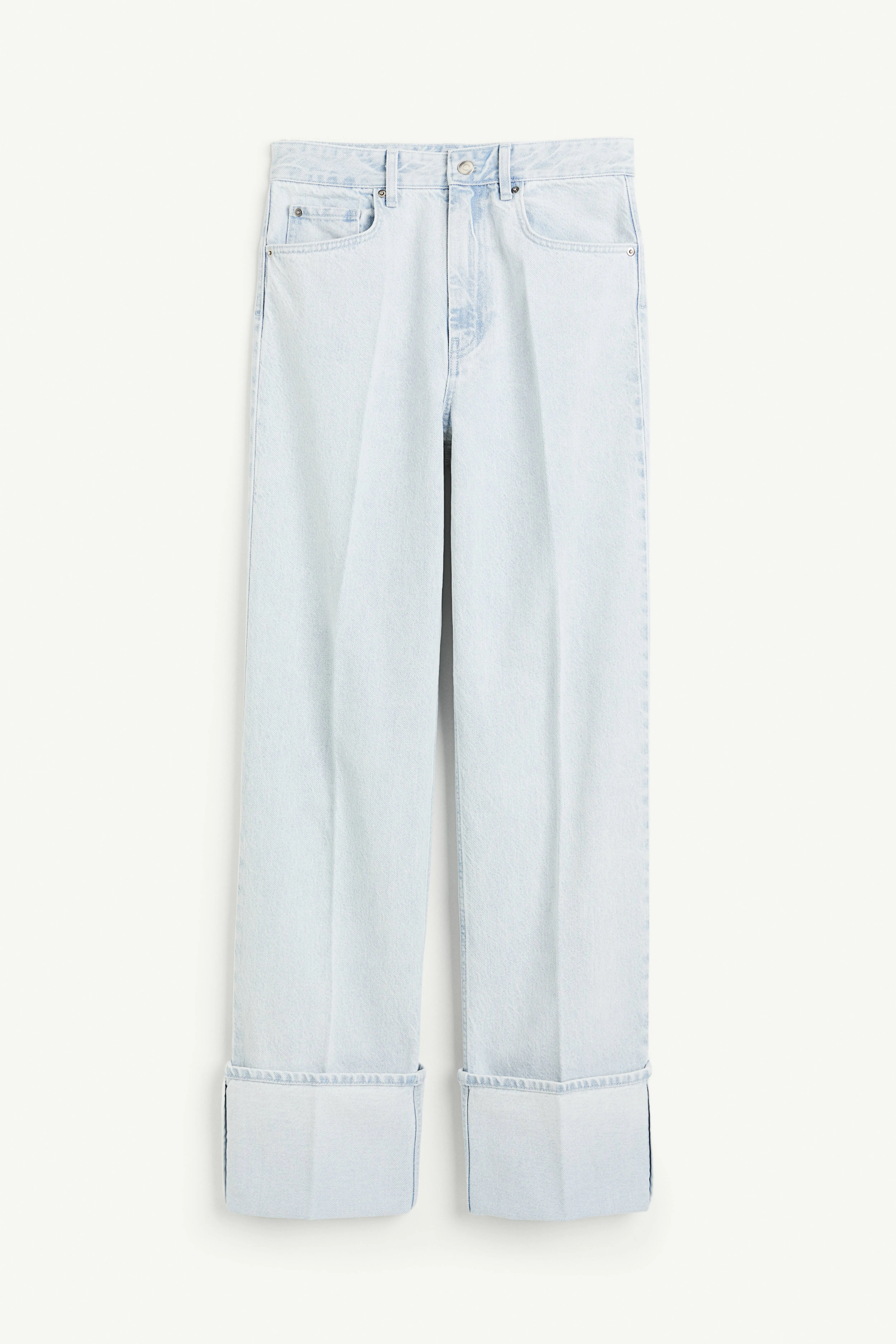 Straight High Fold-up Jeans - High waist - Long - Light denim blue - Ladies | H&M GB