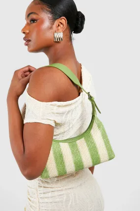 Stripe Raffia Shoulder Bag