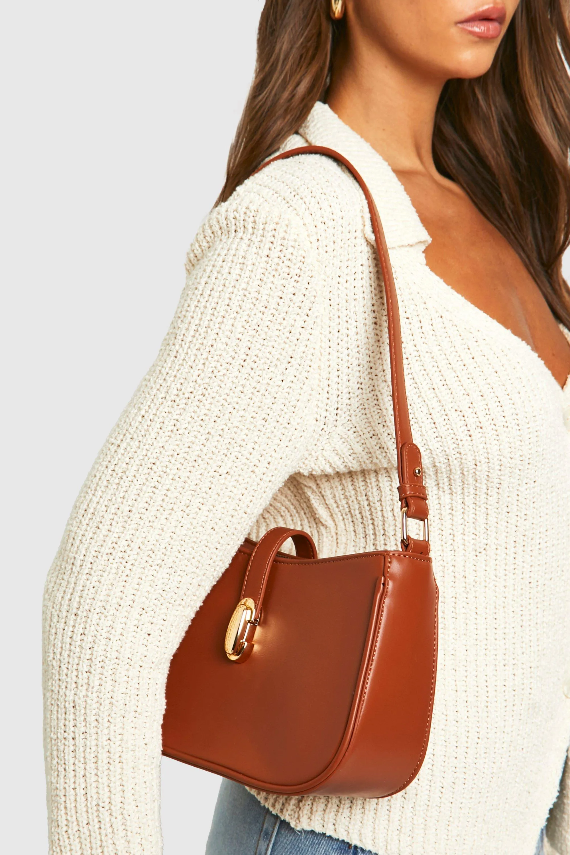 Structured Hardware Detail Shoulder Bag