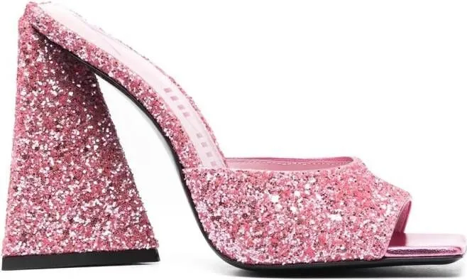 The Attico Devon 115mm sequin-embellished mules Pink