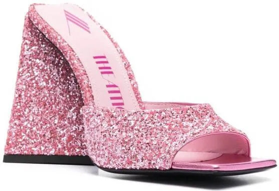 The Attico Devon 115mm sequin-embellished mules Pink