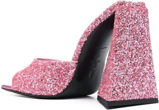 The Attico Devon 115mm sequin-embellished mules Pink