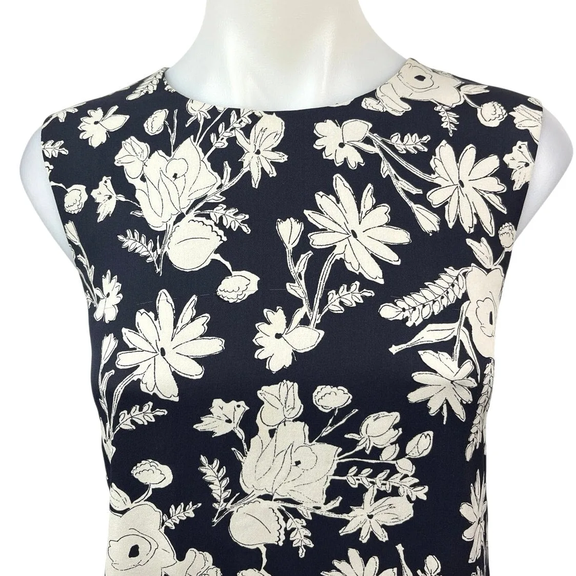 Theory Black 100% Silk Floral Print Sleeveless Crew Neck Blouse Tank Top Size M