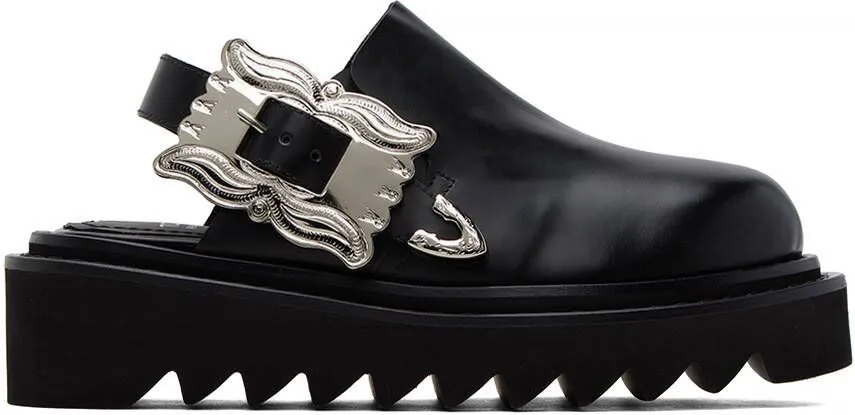 Toga Pulla Black Pin-Buckle Mules