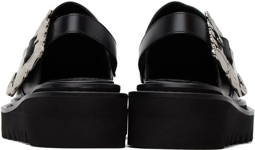 Toga Pulla Black Pin-Buckle Mules