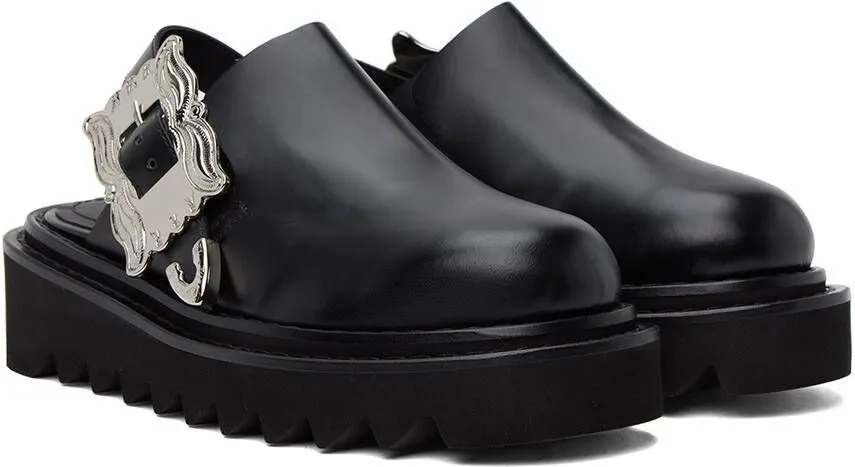 Toga Pulla Black Pin-Buckle Mules