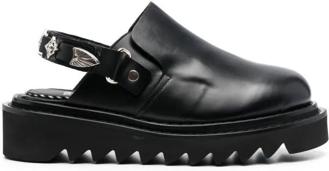 Toga Pulla buckled ankle-strap flat mules Black