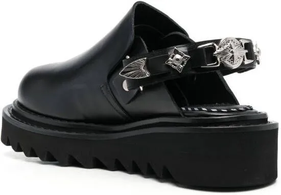 Toga Pulla buckled ankle-strap flat mules Black