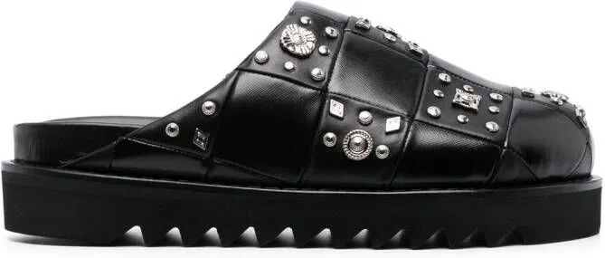 Toga Virilis stud-detailing leather mules Black