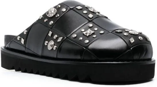 Toga Virilis stud-detailing leather mules Black