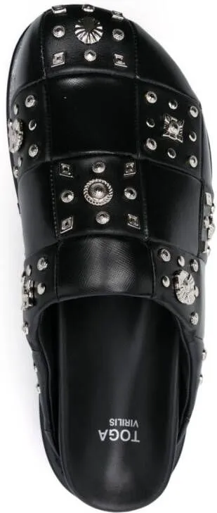 Toga Virilis stud-detailing leather mules Black