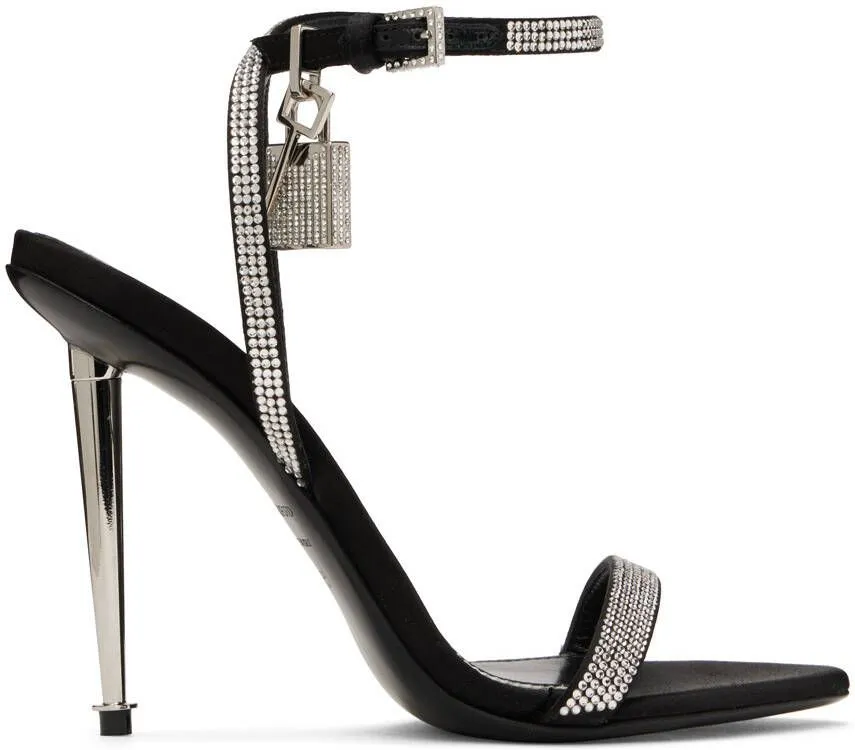 TOM FORD Black Crystal-Embellished Heeled Sandals