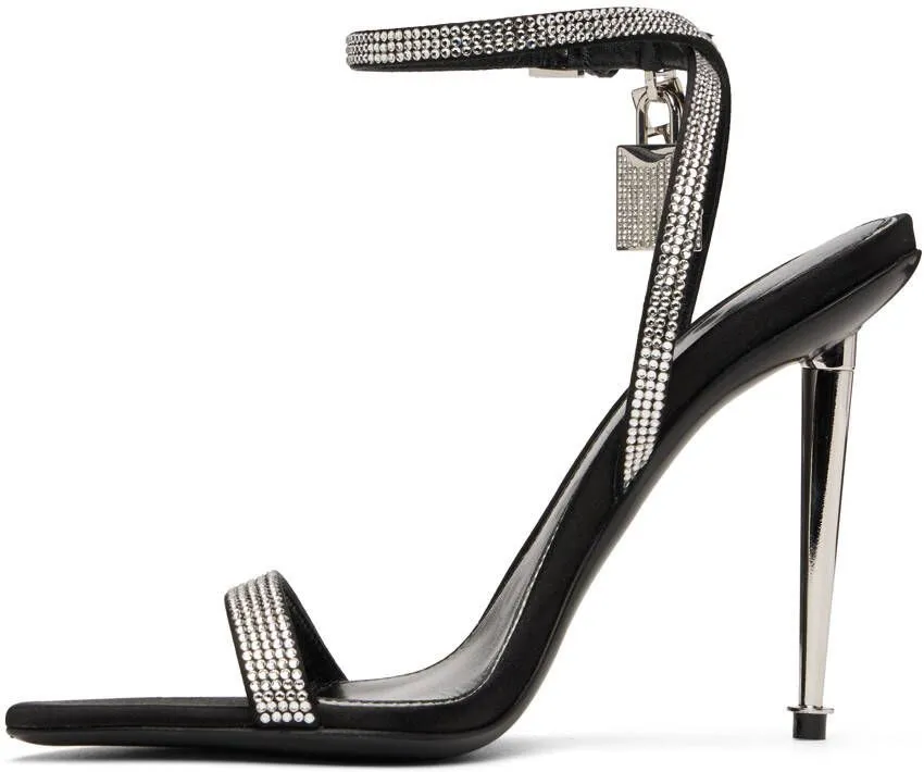 TOM FORD Black Crystal-Embellished Heeled Sandals