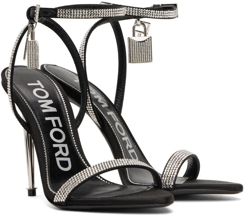 TOM FORD Black Crystal-Embellished Heeled Sandals