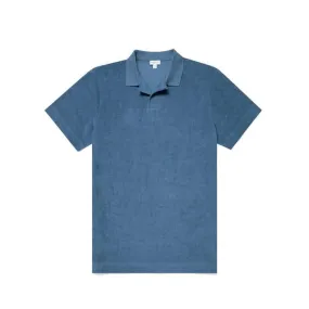 Towelling Polo Shirt - Blue Stone