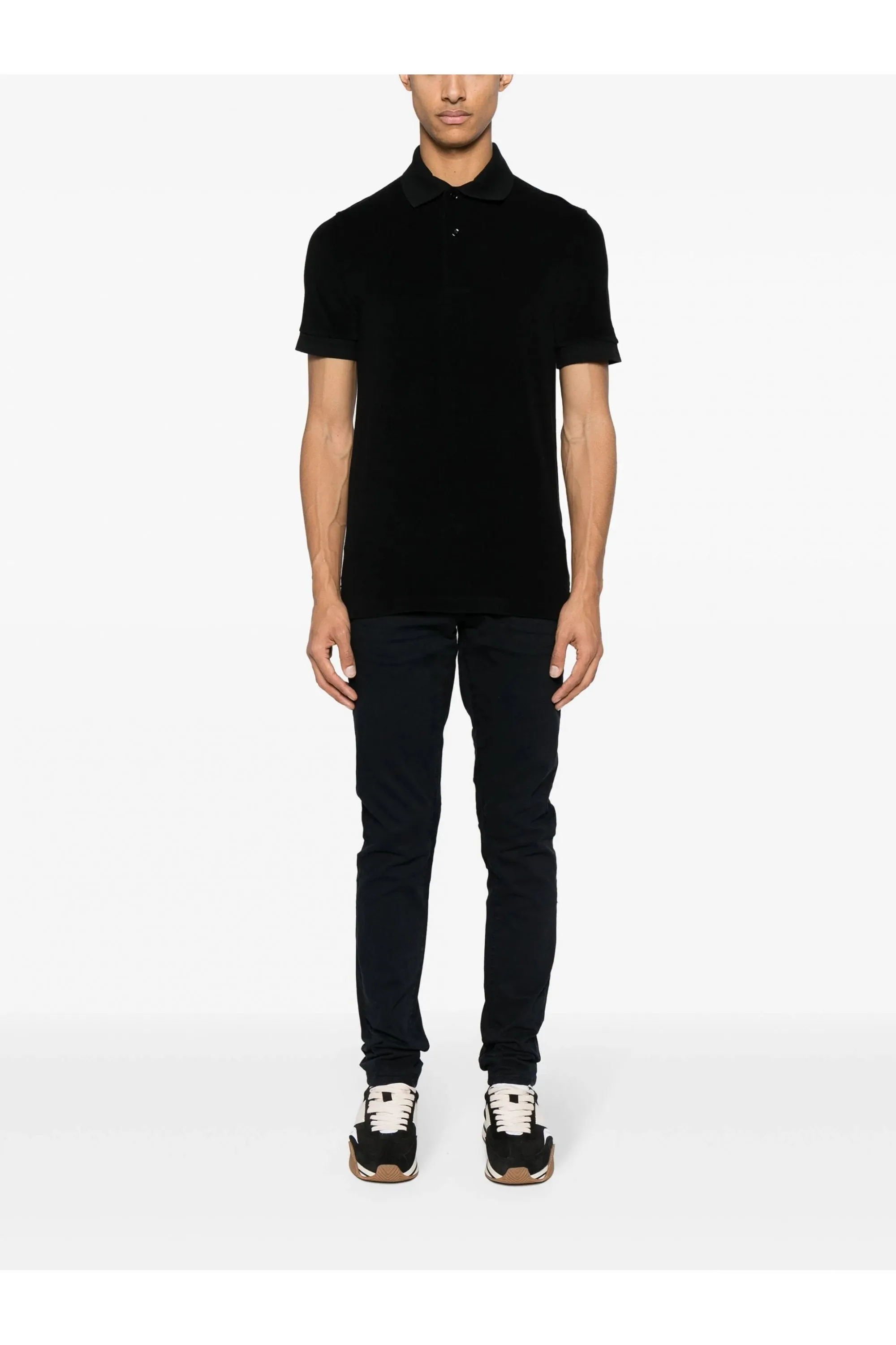 Towelling Short Sleeve Polo Black