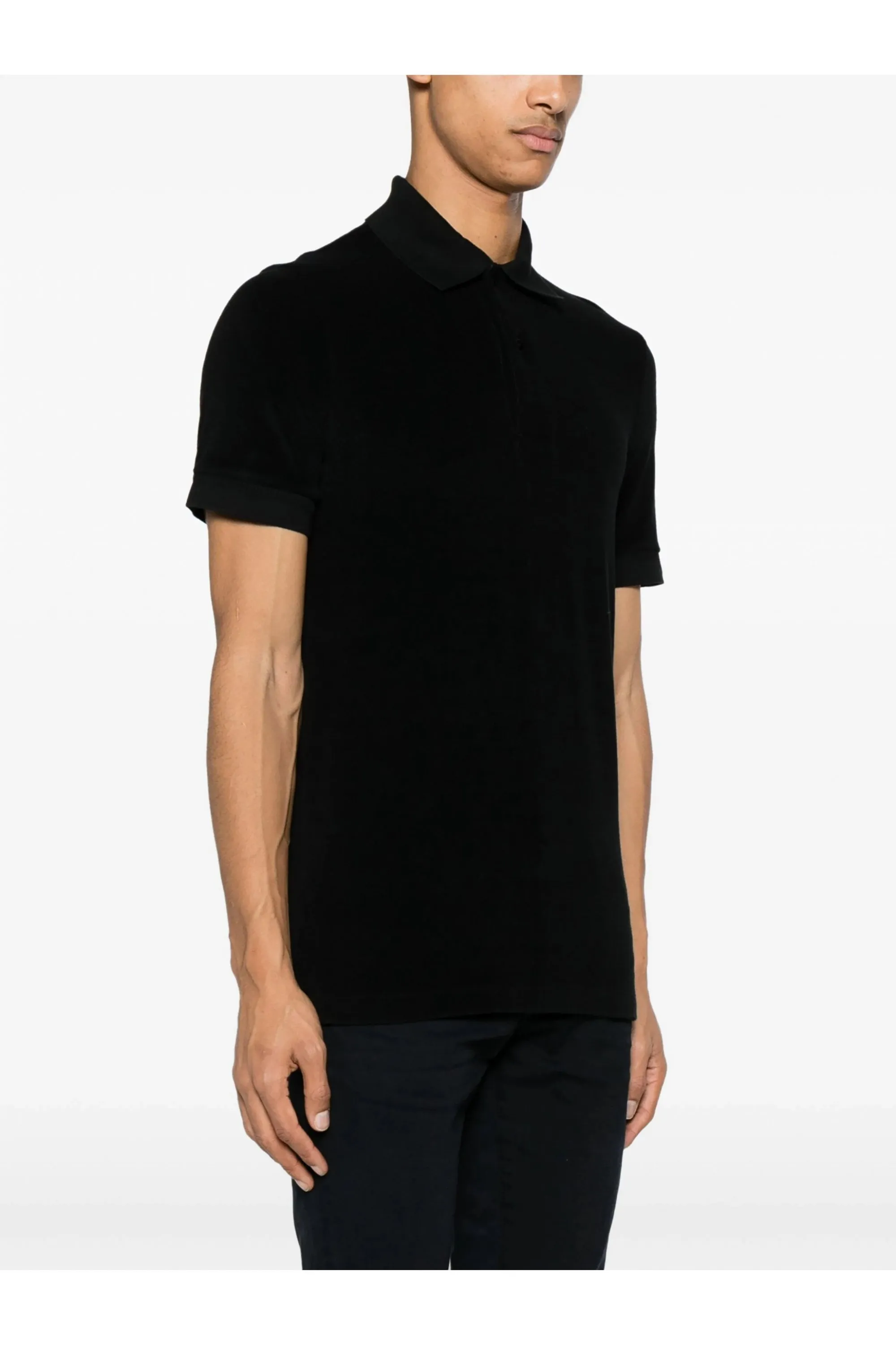 Towelling Short Sleeve Polo Black