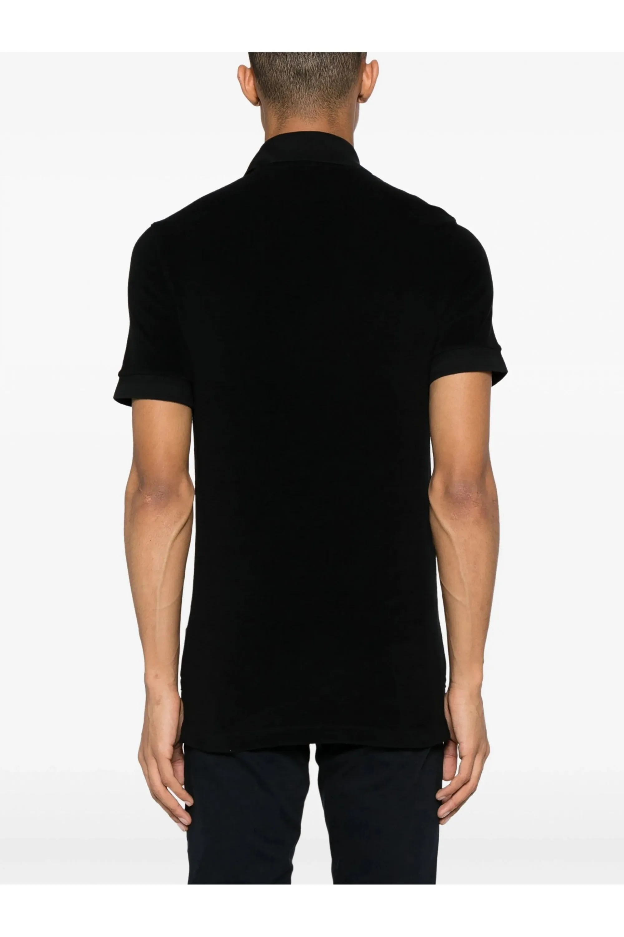 Towelling Short Sleeve Polo Black