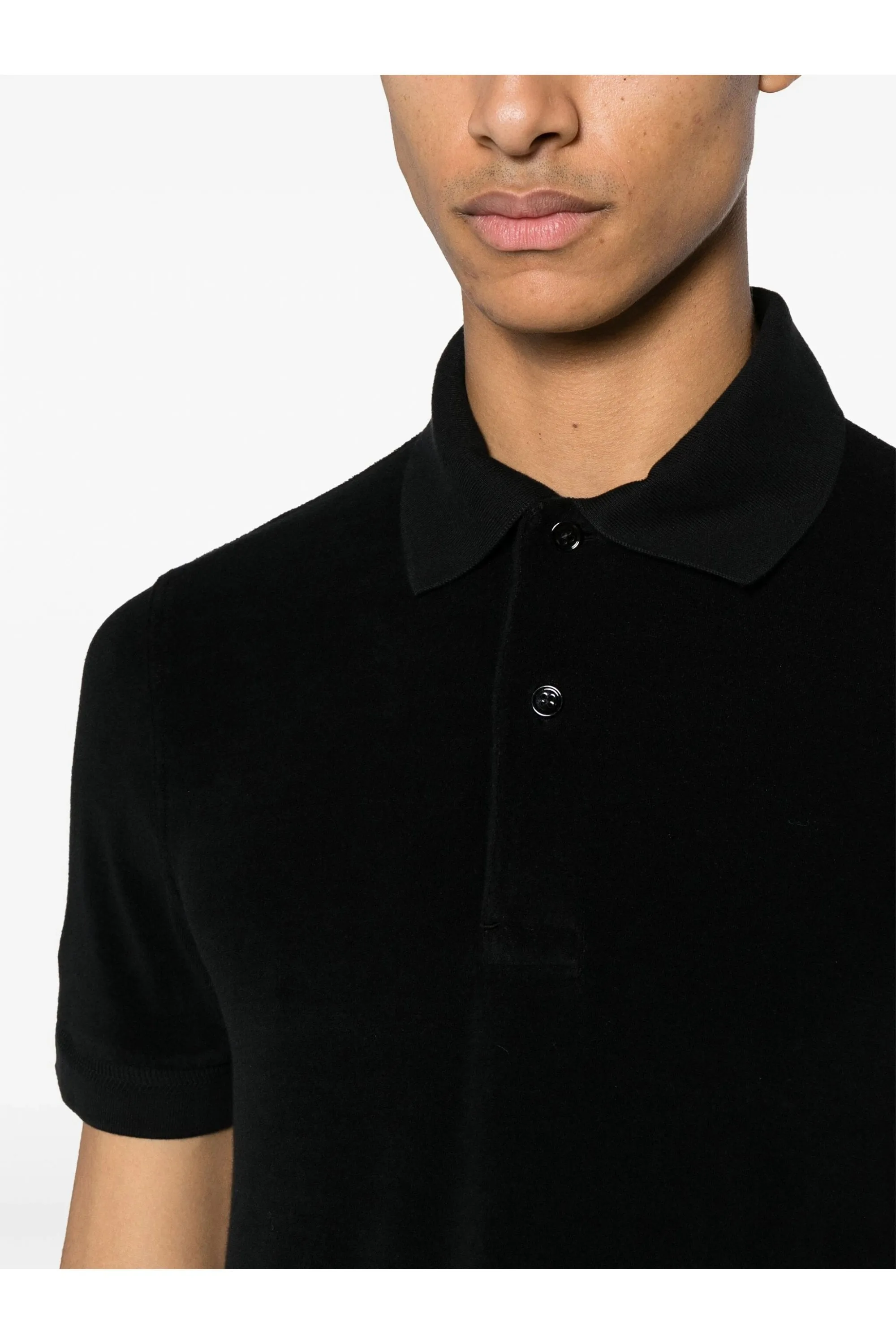 Towelling Short Sleeve Polo Black