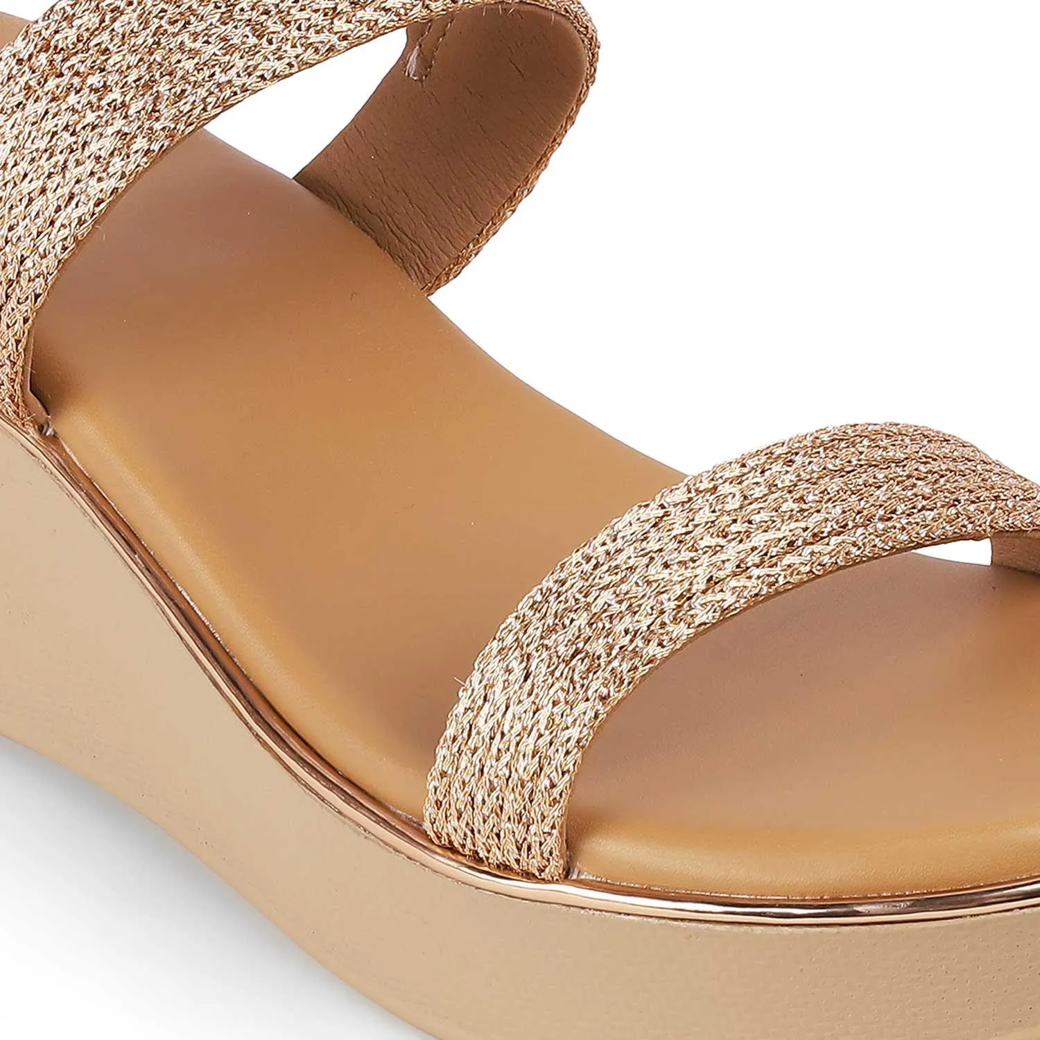 Tresmode Adola Champagne Women's Dress Wedge Sandals