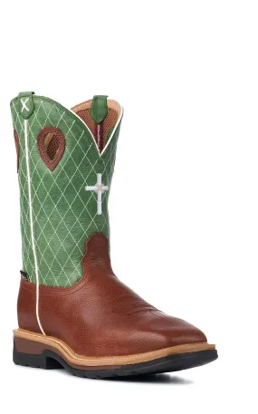 Twisted X Men's Cognac and Lime Green MetGuard Wide Square Steel Toe Work Boot