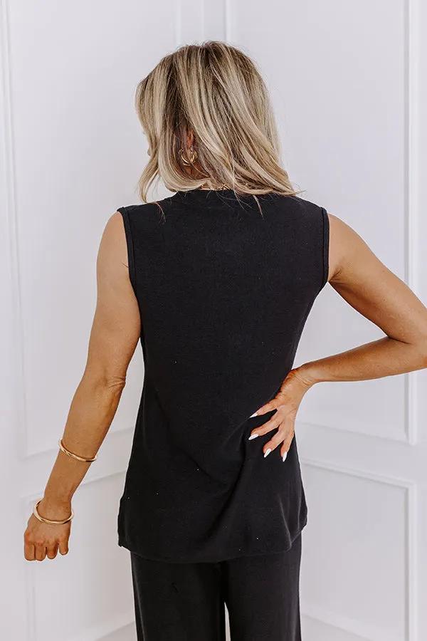 Uptown Brunch Knit Vest Top in Black